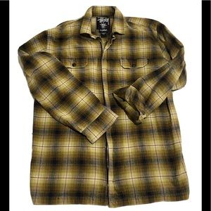 Stussy Plaid Flannel Button Up Jacket Mens X Large Button Jacket Shirt